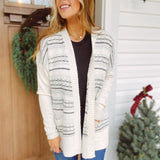Jana Grey Ivory Combo Textured Cardigan
