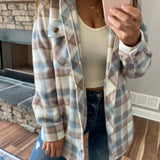 Brooklyn Vintage Rose Blue Combo Plaid Shacket