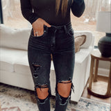 Keeley Dark Grey Slim Straight Denim