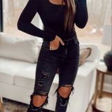 Keeley Dark Grey Slim Straight Denim