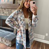 Brooklyn Vintage Rose Blue Combo Plaid Shacket