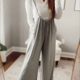 Allure Heather Grey Wide-leg Suspender Pants