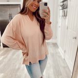 Peach Thermal Vneck
